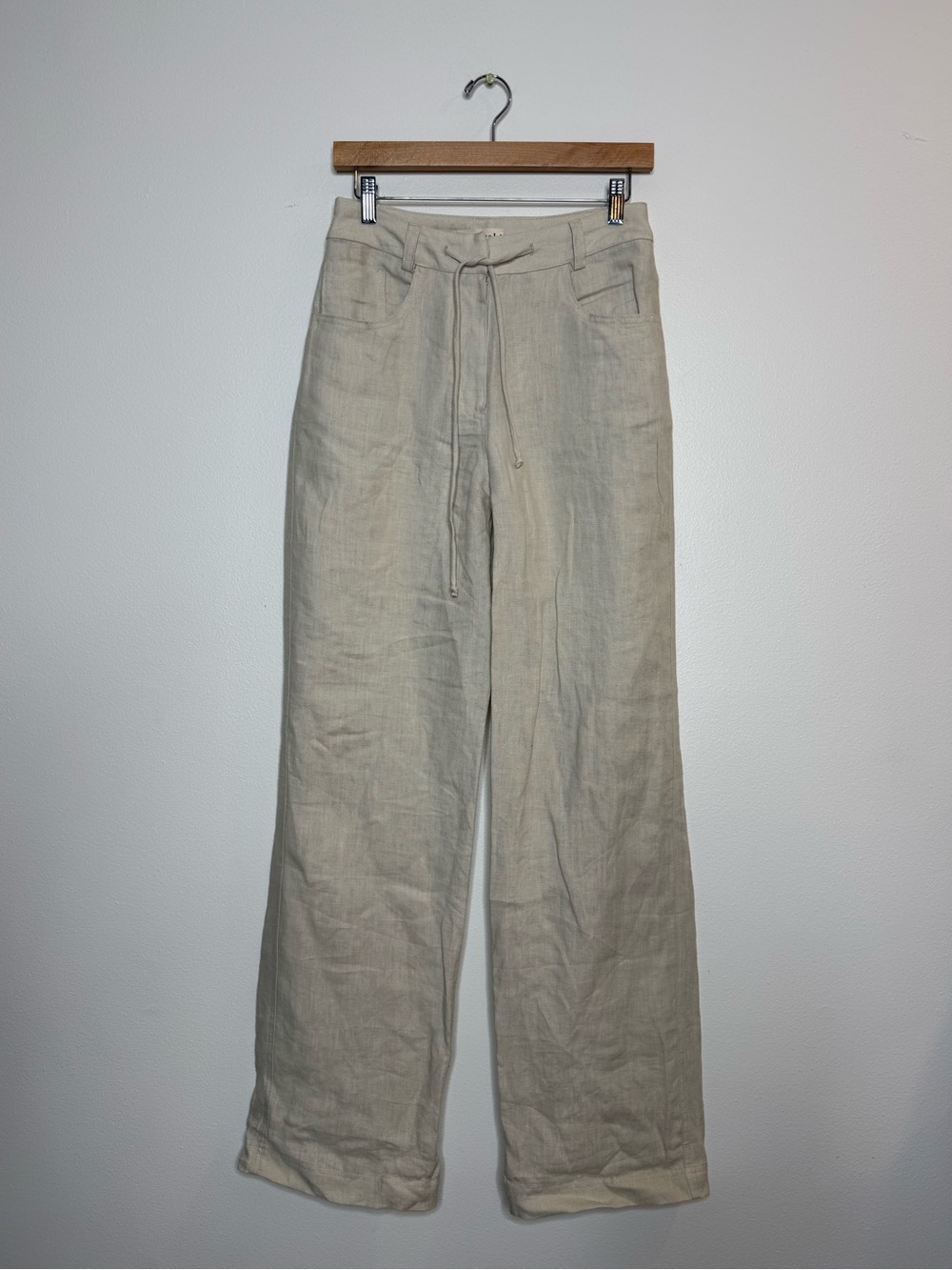 Casa Raki 100% Organic Linen Tie Waist Wide Leg Trouser size xs